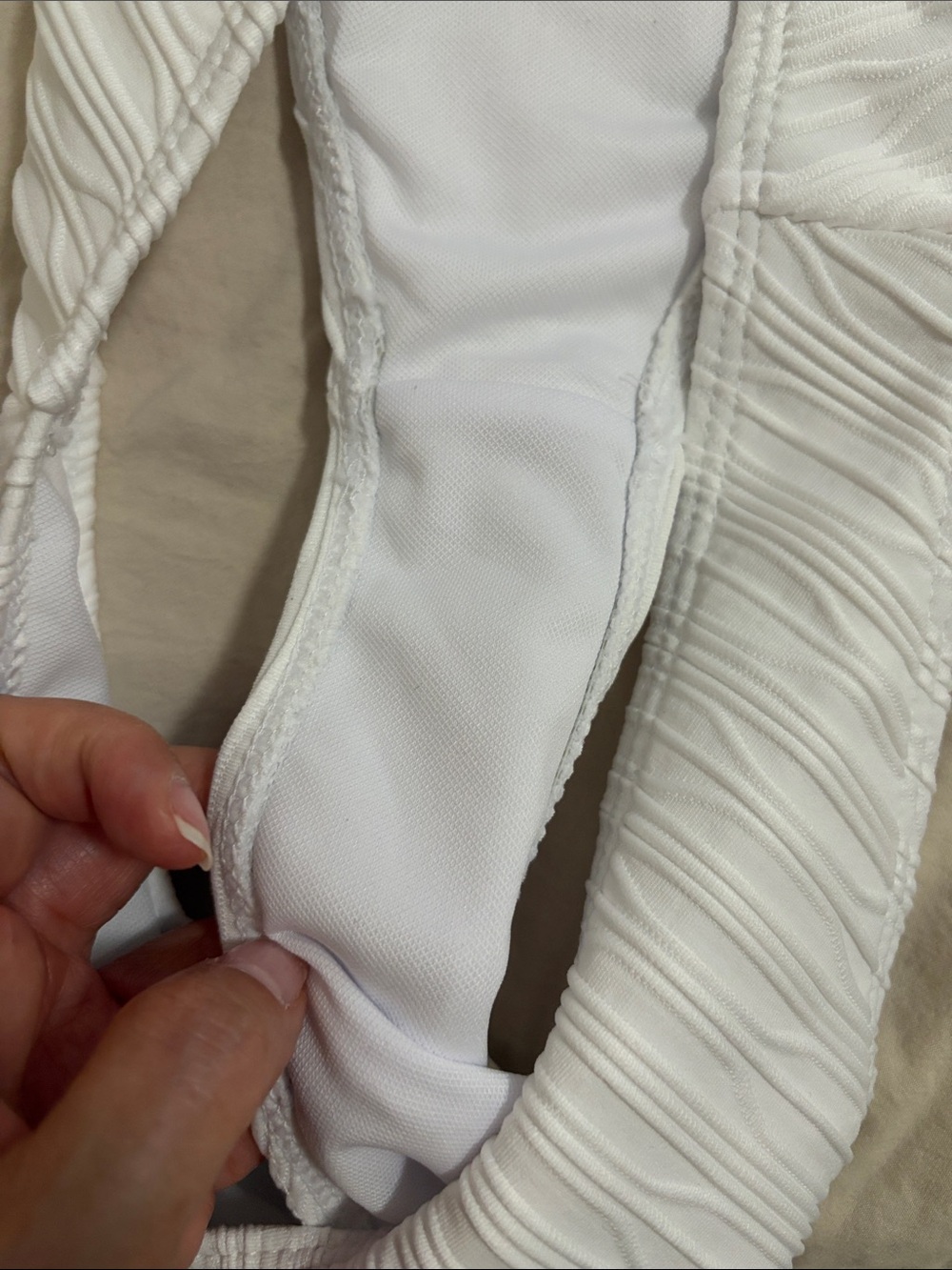 SHEIN White Ribbed Triangle Bikini Set - Picture 3 of 6